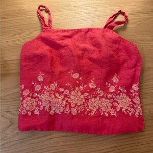 Ann Taylor Vibrant pink Linen Top